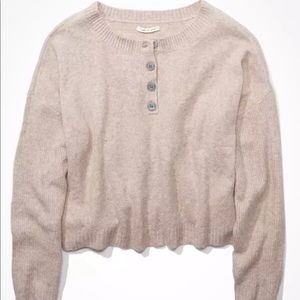 AE cropped Henley sweater in lovely Lilac